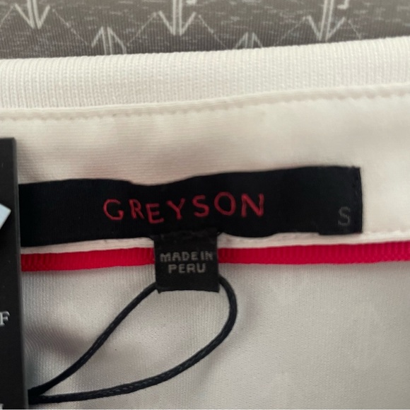 New! GREYSON Grey Short Sleeves Wolf Links Scarlett Polo Shirt 37533 - Picture 5 of 9